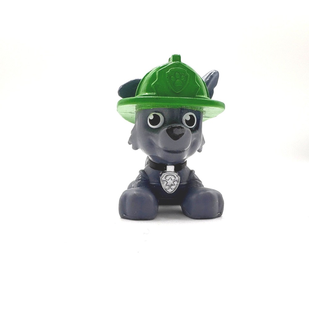 Paw Patrol Rocky Mini Figure Gray Pup Green Hat Recycling Rescue Toy 1.75in